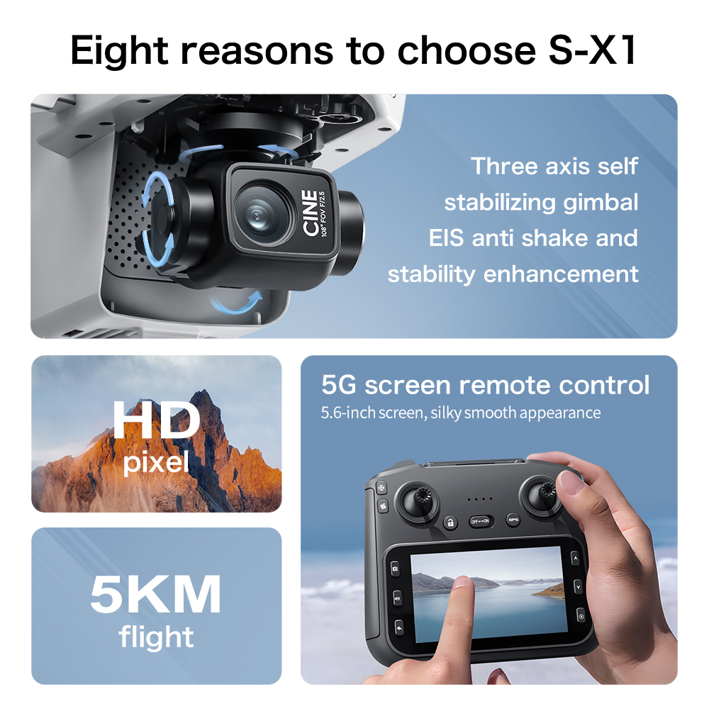 โดรนควอดคอปเตอร์ S-X1 GPS แบบพ - Drone Gimbal 3 Axis บทวิจารณ์และราคา